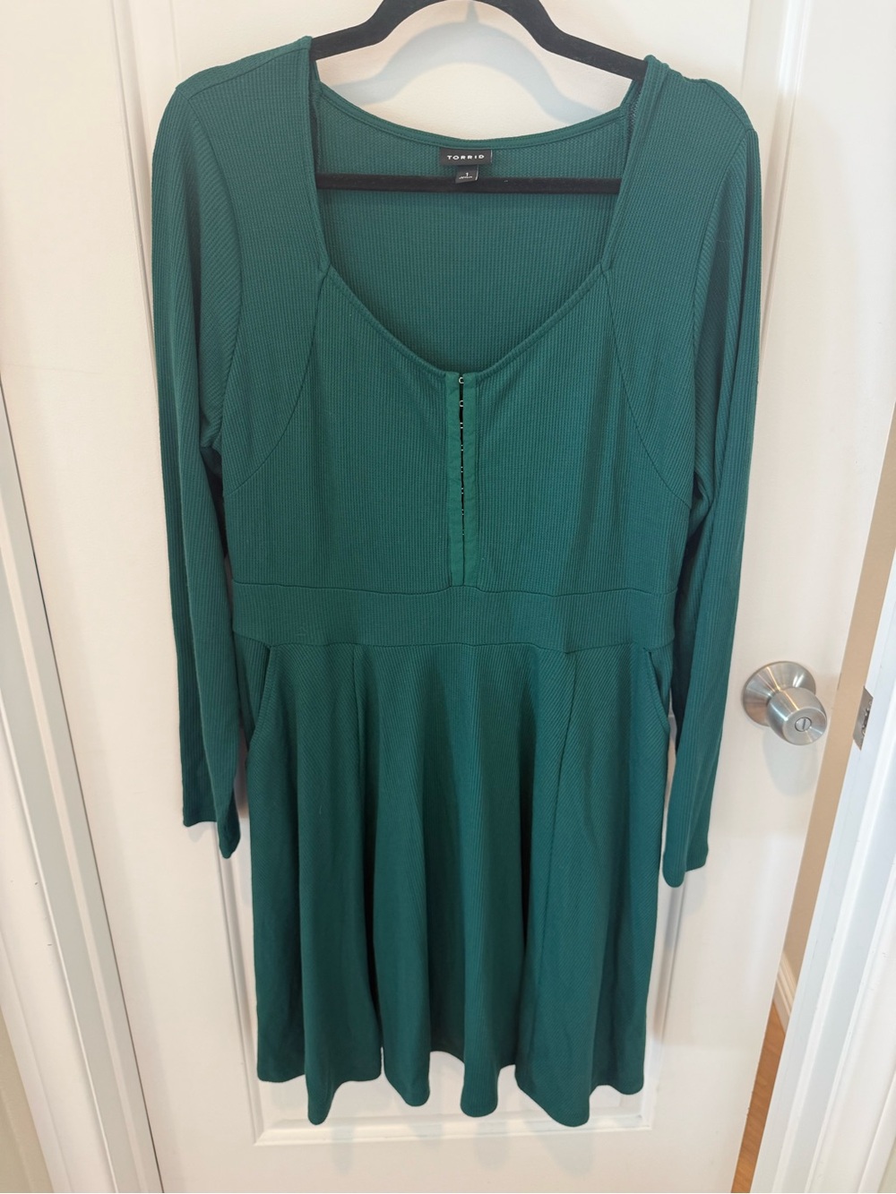 torrid Teal Long-Sleeve Fit & Flare Dress